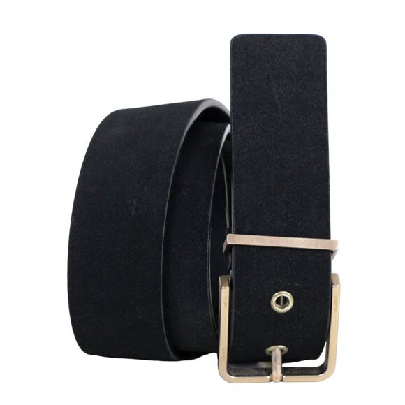 AllSaints BLACK GENUINE LEATHER SUEDE 1.5"Wd WOMEN'S CASUAL DRESS BELT Sz S (X69 - Picture 1 of 12